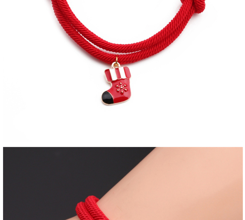 Fashion Christmas Socks-1 Christmas Alloy Santa Socks Red String Bracelet,Fashion Bracelets