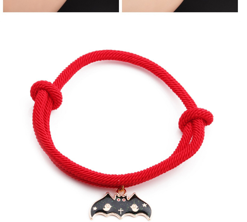 Fashion Pumpkin Hat Halloween Alloy Drop Oil Bat Pumpkin Ghost Red String Bracelet,Fashion Bracelets