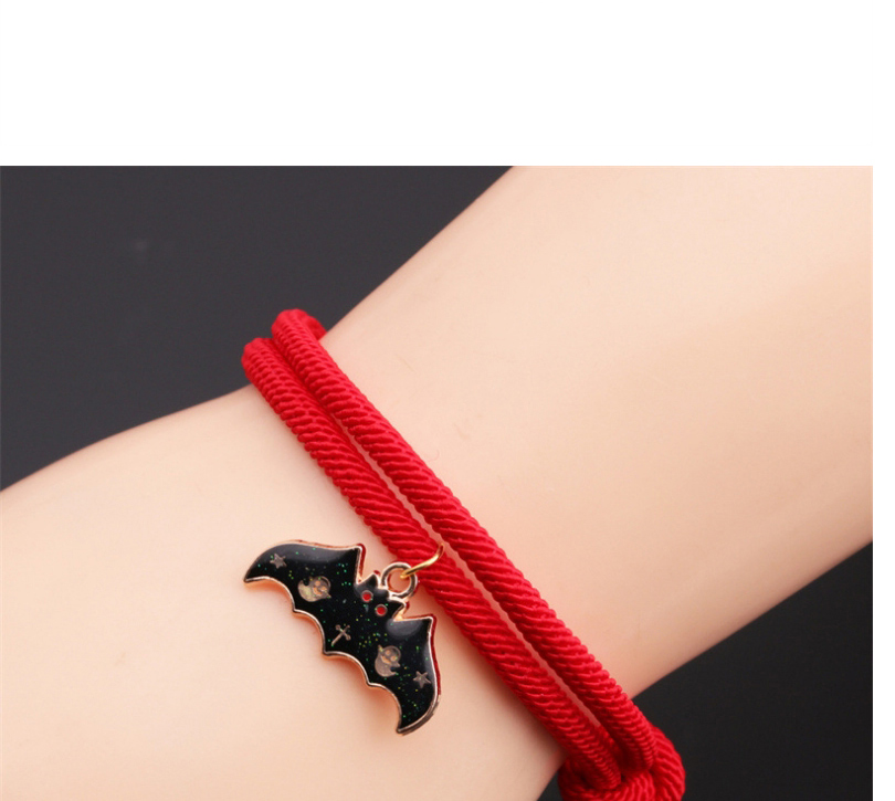 Fashion Black Ghost Halloween Alloy Drop Oil Bat Pumpkin Ghost Red String Bracelet,Fashion Bracelets