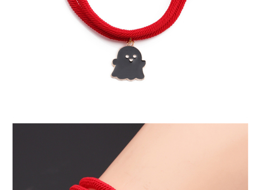 Fashion Black Ghost Halloween Alloy Dripping Oil Castle Ghost Zombie Red String Bracelet,Fashion Bracelets
