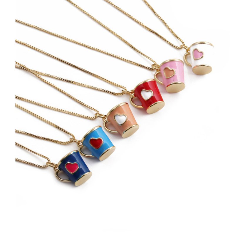 Fashion Blue Copper Plated Real Gold Geometric Love Cup Necklace,Necklaces
