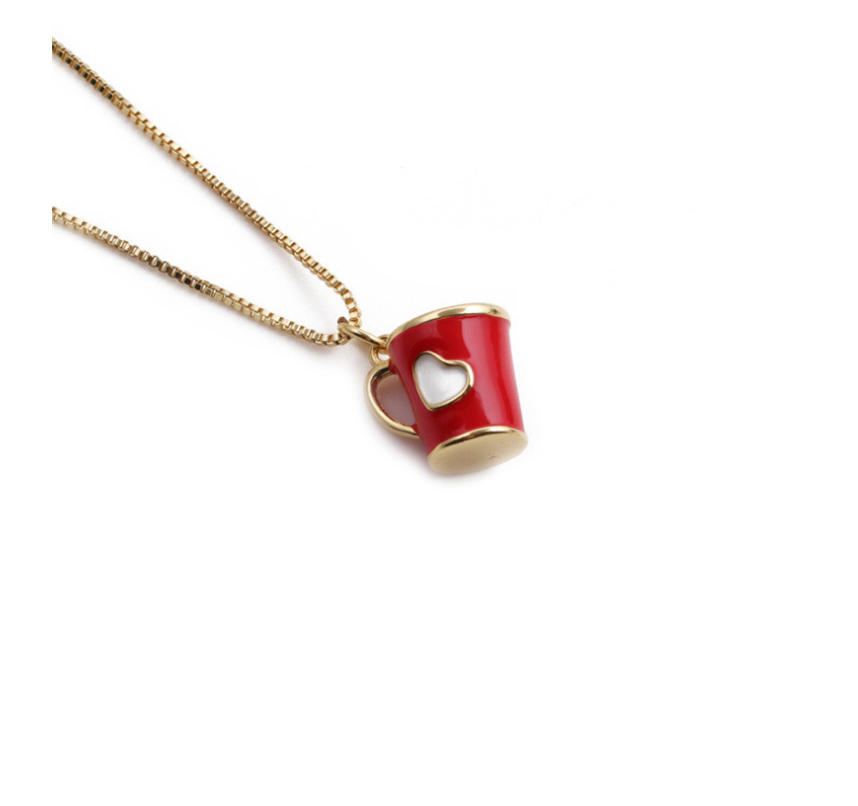 Fashion Pink Copper Plated Real Gold Geometric Love Cup Necklace,Necklaces