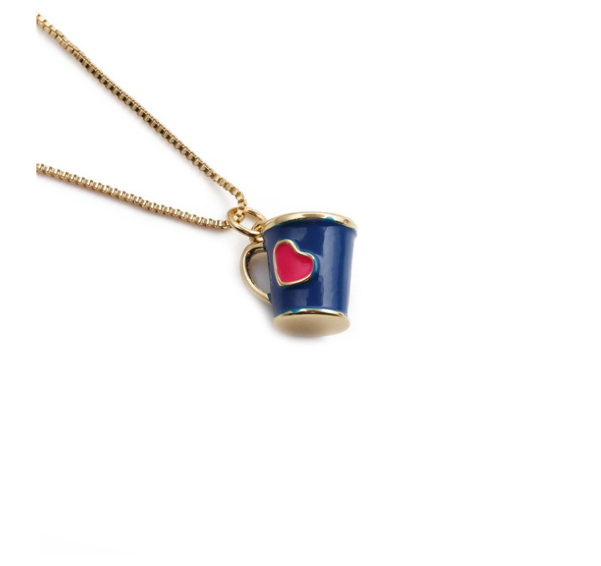 Fashion Blue Copper Plated Real Gold Geometric Love Cup Necklace,Necklaces
