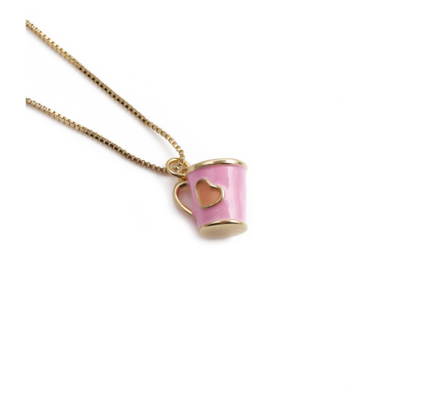 Fashion Red Copper Plated Real Gold Geometric Love Cup Necklace,Necklaces