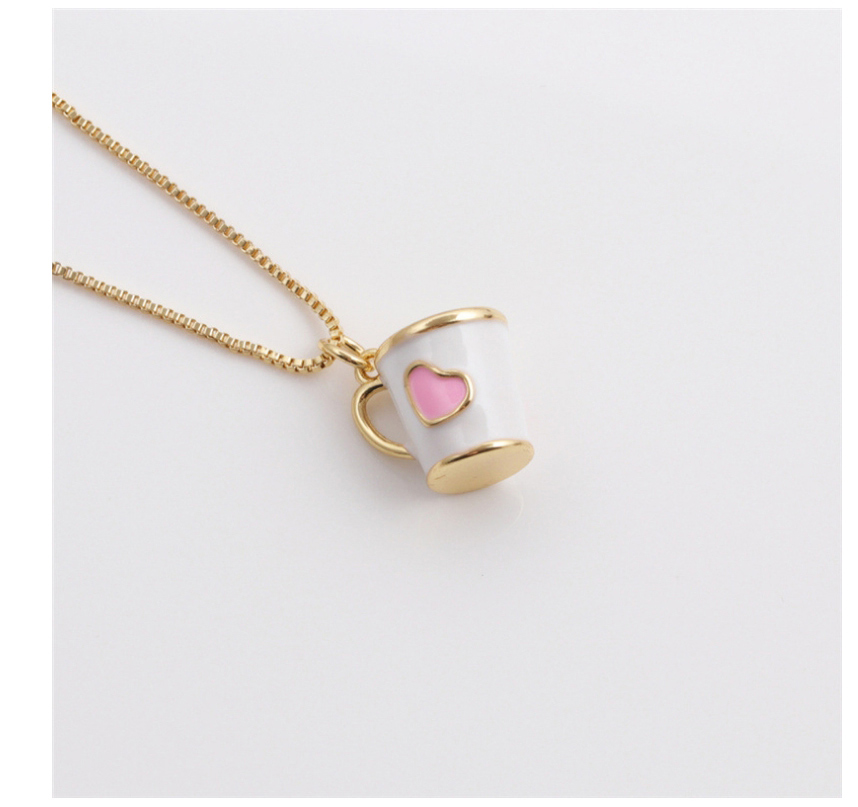 Fashion Pink Copper Plated Real Gold Geometric Love Cup Necklace,Necklaces