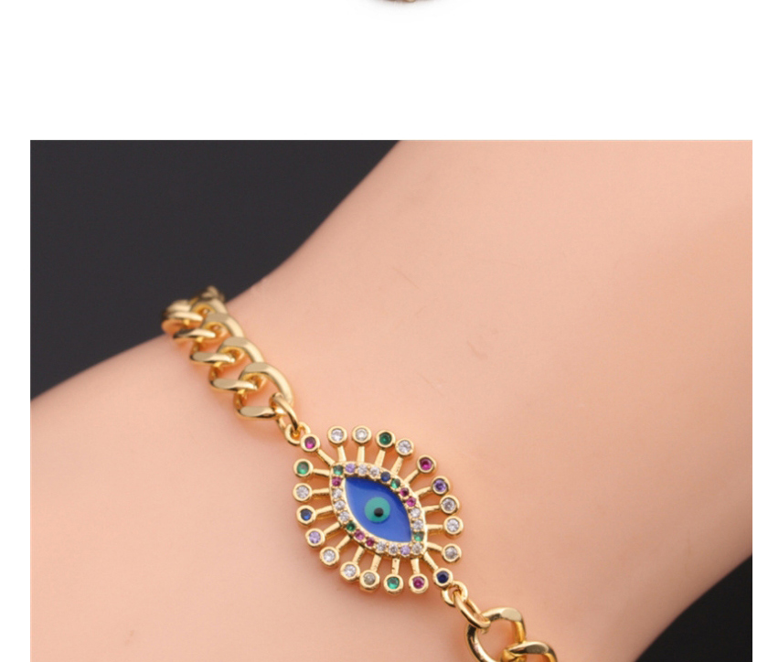 Fashion 3# Color Zirconium Eye Thick Chain Bracelet,Bracelets
