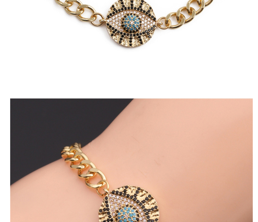 Fashion 4# Color Zirconium Eye Thick Chain Bracelet,Bracelets