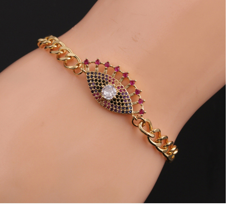 Fashion 2# Color Zirconium Eye Thick Chain Bracelet,Bracelets