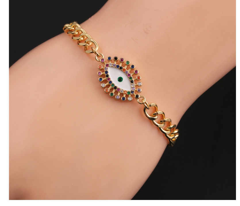 Fashion 3# Copper Gold-plated Color Zirconium Eye Thick Chain Bracelet,Bracelets