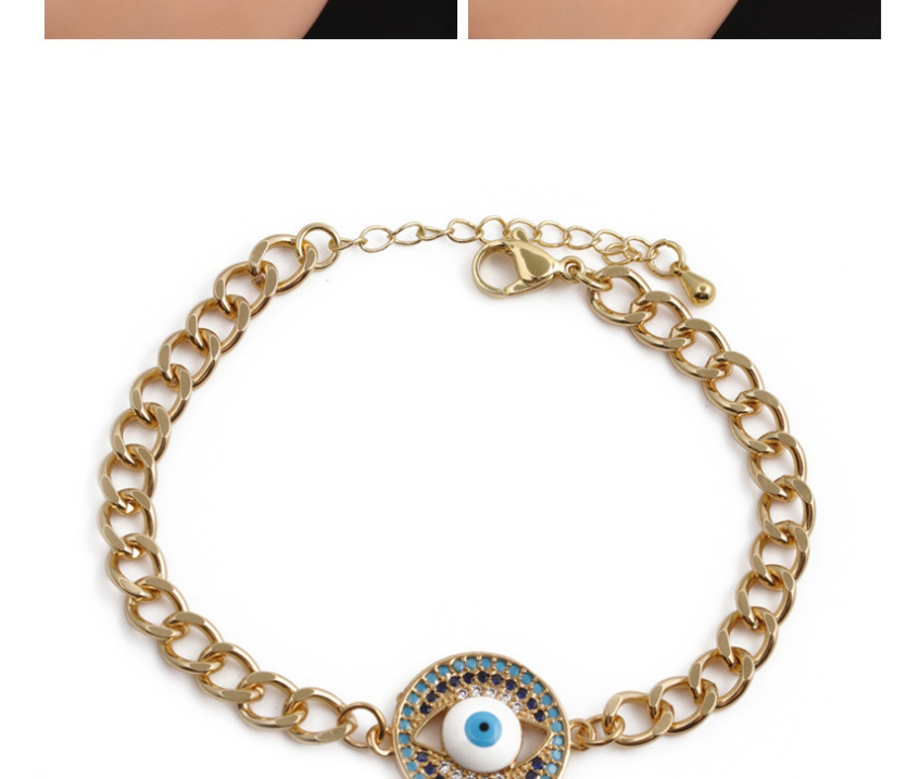 Fashion 3# Copper Gold-plated Color Zirconium Eye Thick Chain Bracelet,Bracelets