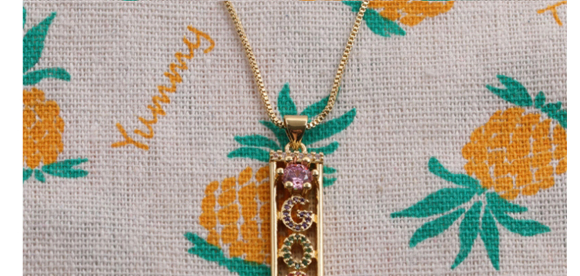 Fashion Gold Copper Plated Real Gold And Colored Zirconium Long Brand Necklace,Necklaces