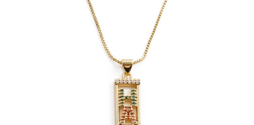Fashion Gold Copper Plated Real Gold And Colored Zirconium Long Brand Necklace,Necklaces