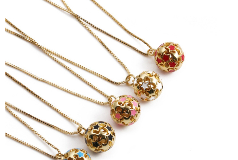 Fashion Red Bronze Plated Real Gold Dripping Star Geometric Necklace,Necklaces