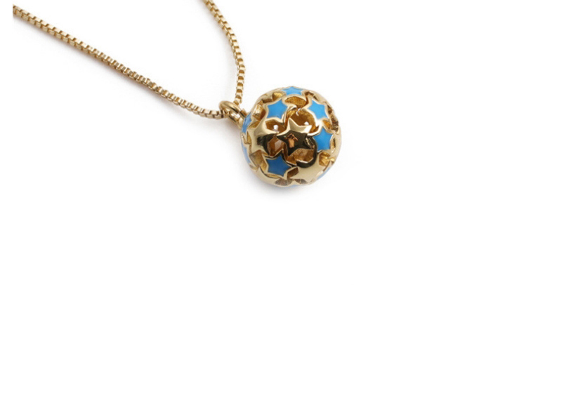 Fashion Blue Bronze Plated Real Gold Dripping Star Geometric Necklace,Necklaces