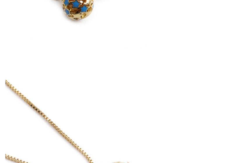 Fashion Blue Bronze Plated Real Gold Dripping Star Geometric Necklace,Necklaces