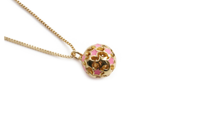 Fashion Pink Bronze Plated Real Gold Dripping Star Geometric Necklace,Necklaces