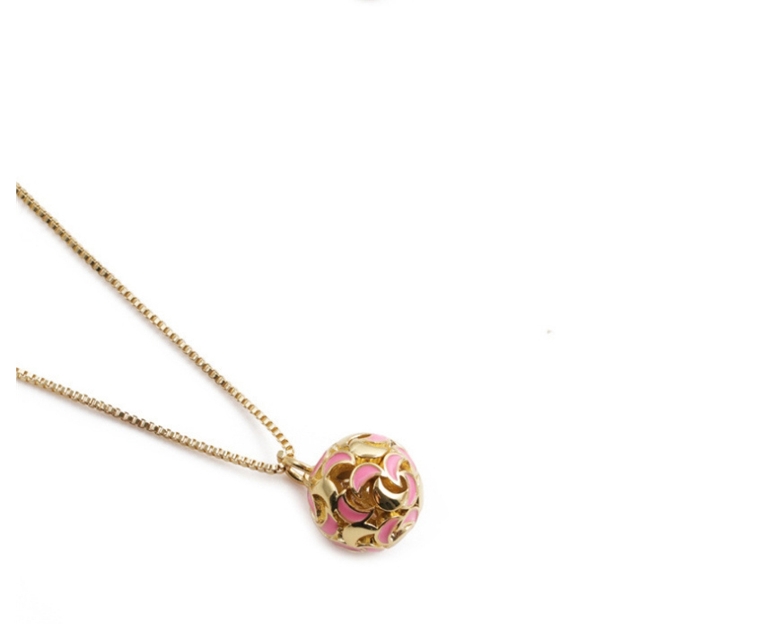 Fashion Pink Copper Plated Real Gold Dripping Geometric Moon Necklace,Necklaces