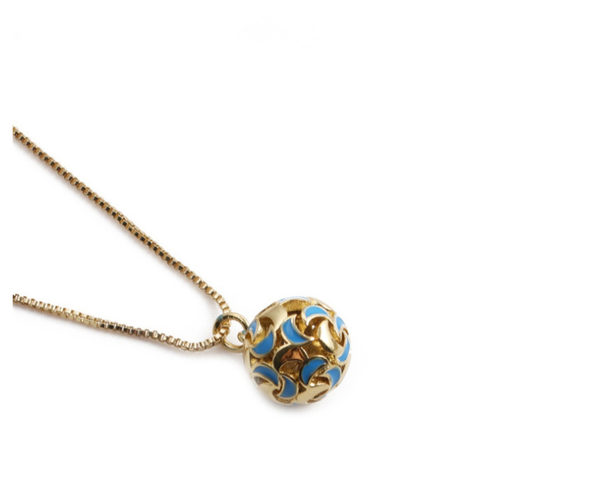 Fashion Blue Copper Plated Real Gold Dripping Geometric Moon Necklace,Necklaces