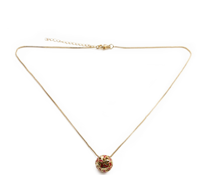 Fashion Red Copper Plated Real Gold Dripping Geometric Moon Necklace,Necklaces