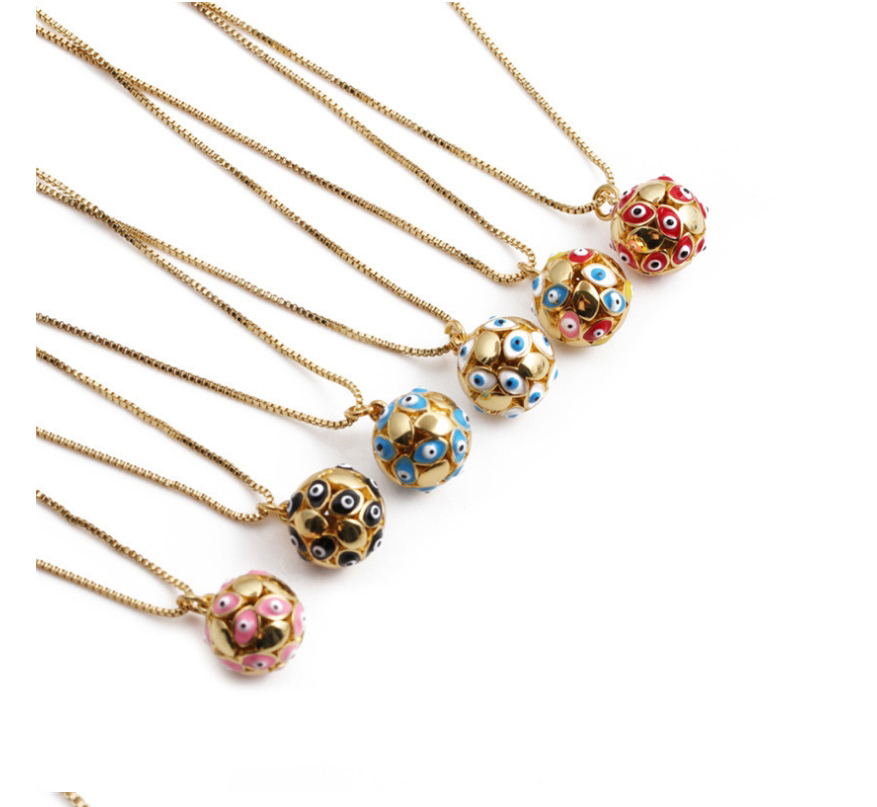 Fashion Pink Copper-plated Real Gold Dripping Eye Geometric Necklace,Necklaces