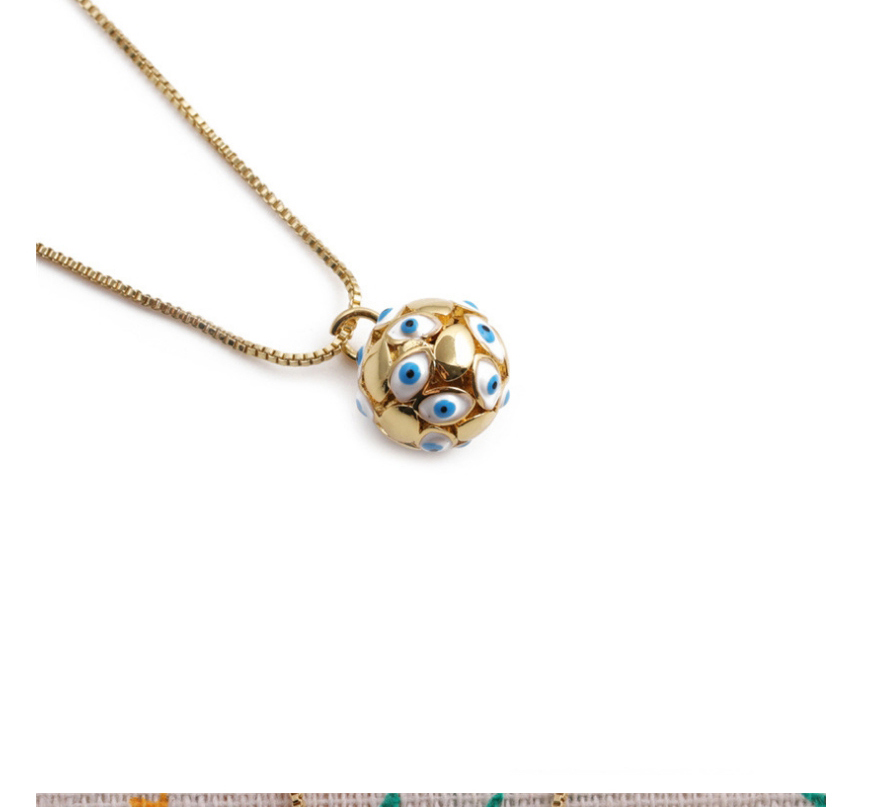Fashion Blue Copper-plated Real Gold Dripping Eye Geometric Necklace,Necklaces