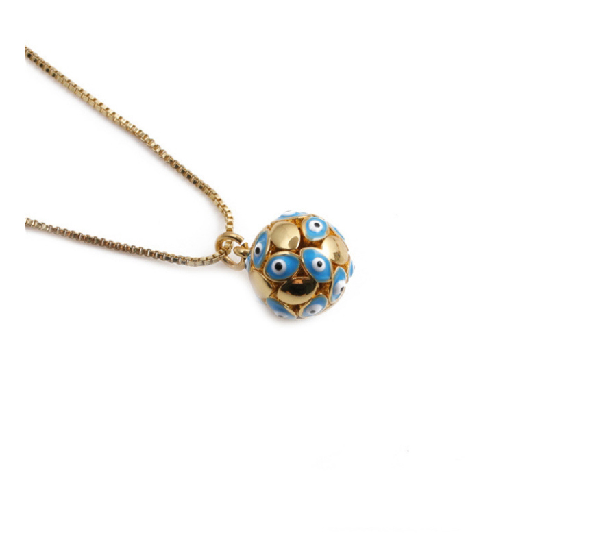 Fashion Color Copper-plated Real Gold Dripping Eye Geometric Necklace,Necklaces