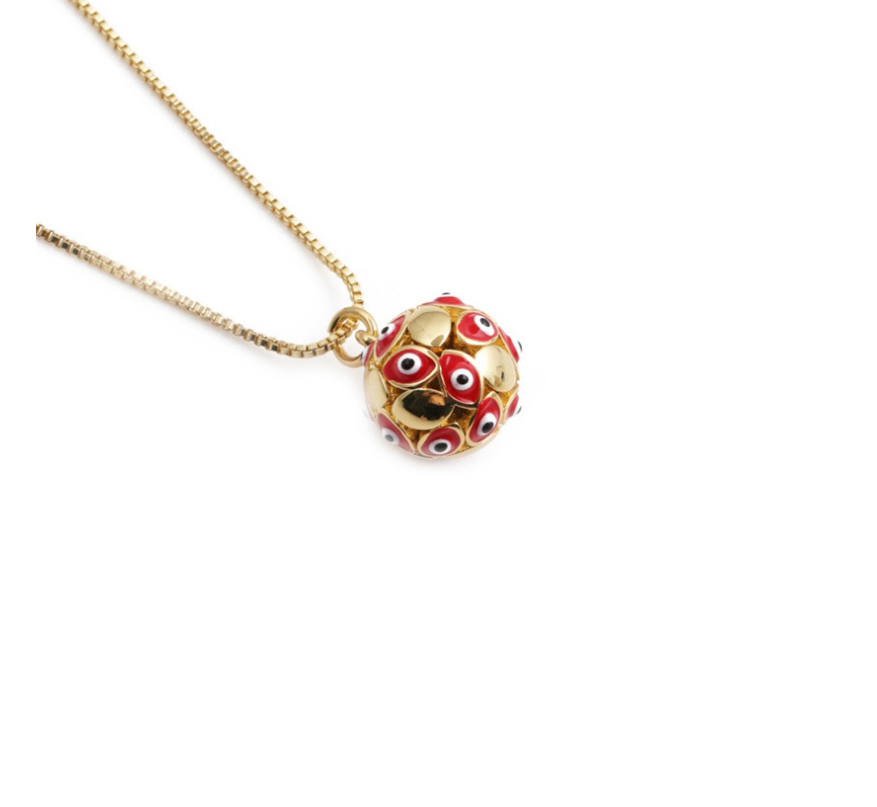 Fashion Red Copper-plated Real Gold Dripping Eye Geometric Necklace,Necklaces