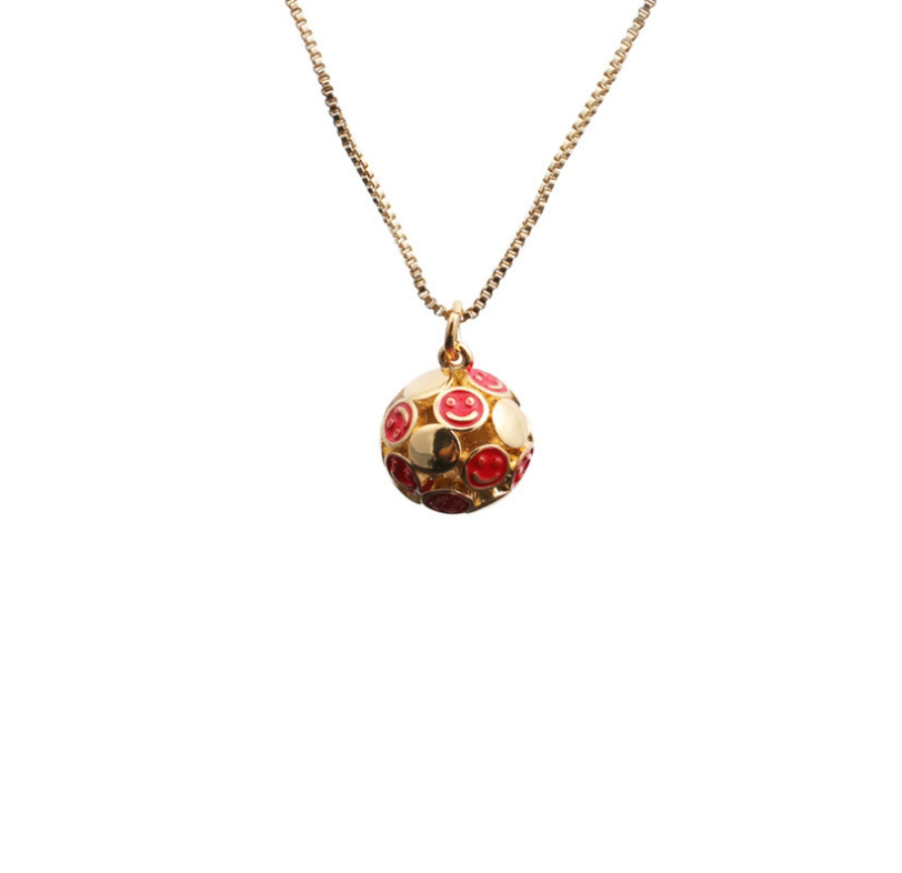 Fashion Pink Copper-plated Real Gold Dripping Geometric Smiley Face Necklace,Necklaces