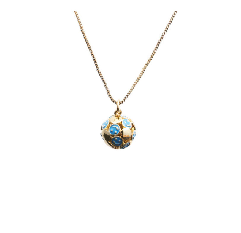 Fashion Blue Copper-plated Real Gold Dripping Geometric Smiley Face Necklace,Necklaces
