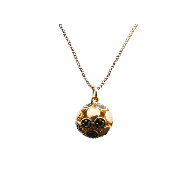 Fashion Blue Copper-plated Real Gold Dripping Geometric Smiley Face Necklace,Necklaces