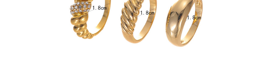 Fashion Gold Three-piece Alloy Diamond Ring With Corrugated Ring,Jewelry Sets