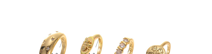 Fashion Gold Four-piece Alloy Diamond-studded Flower Ring,Jewelry Sets
