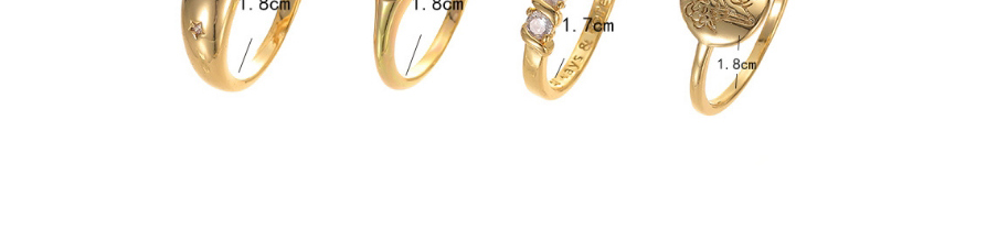 Fashion Gold Four-piece Alloy Diamond-studded Flower Ring,Jewelry Sets