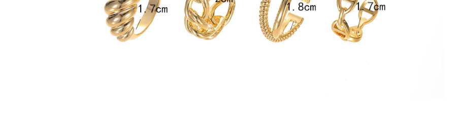 Fashion Gold Four-piece Alloy Chain Threaded Open Ring,Jewelry Sets