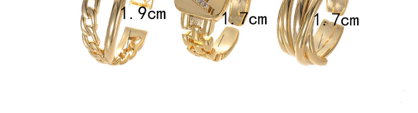 Fashion Gold Three-piece Alloy Ring With Diamonds And Letters,Jewelry Sets