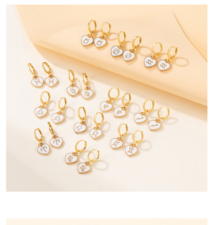Fashion Gemini Alloy Drop Oil Love Constellation Earrings,Hoop Earrings