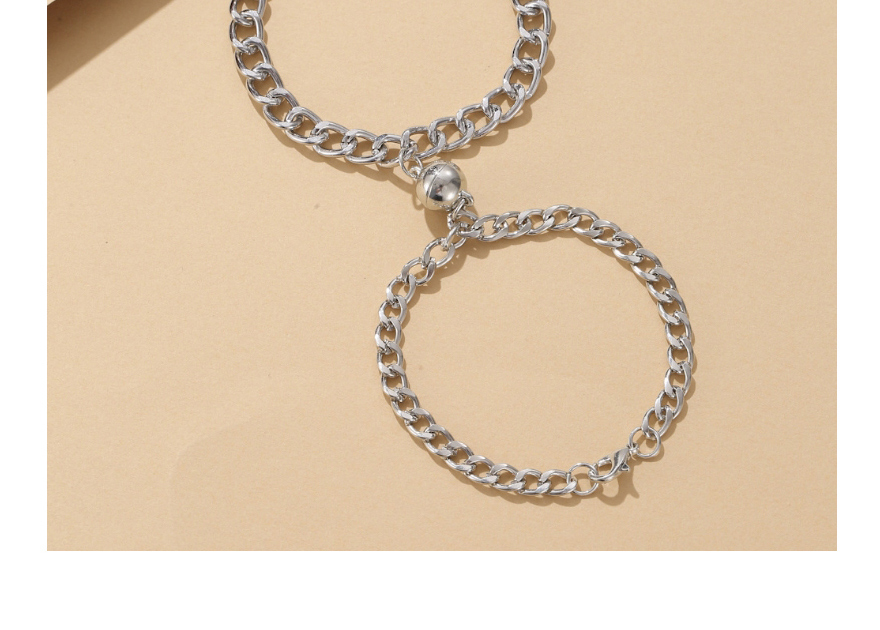 Fashion Round Shape Two-piece Alloy Magnetic Round Chain Bracelet,Jewelry Sets