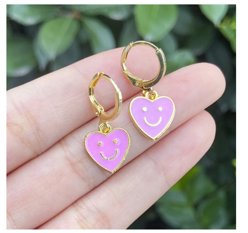 Fashion Purple Alloy Dripping Love Smiley Earrings,Hoop Earrings