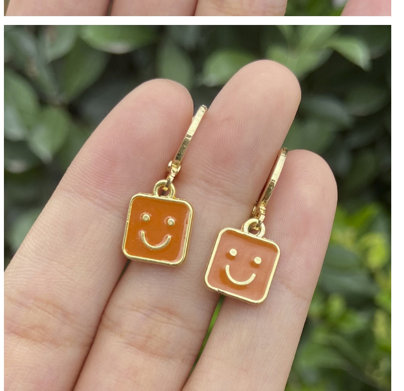Fashion Blue Alloy Dripping Square Smiley Earrings,Hoop Earrings