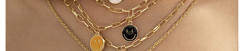 Fashion Rose Red Alloy Drip Oil Smiley Face Nail Multi-layer Necklace,Multi Strand Necklaces