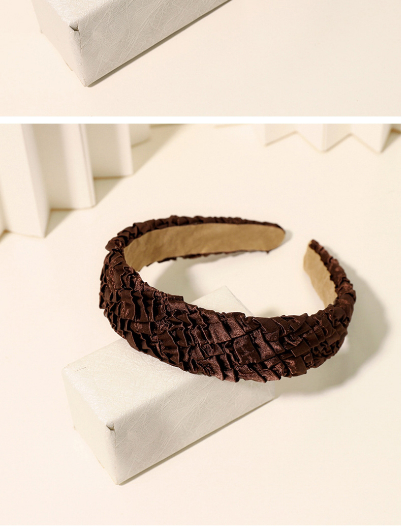 Fashion Dark Brown Fabric Pleated Headband,Head Band