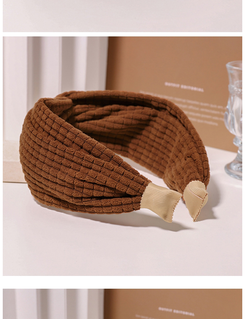 Fashion Coffee Color Cross Wide Brim Woolen Headband,Head Band