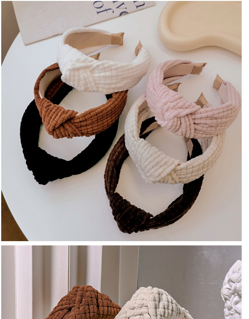 Fashion White Woolen Knotted Broadband Hair Band,Head Band