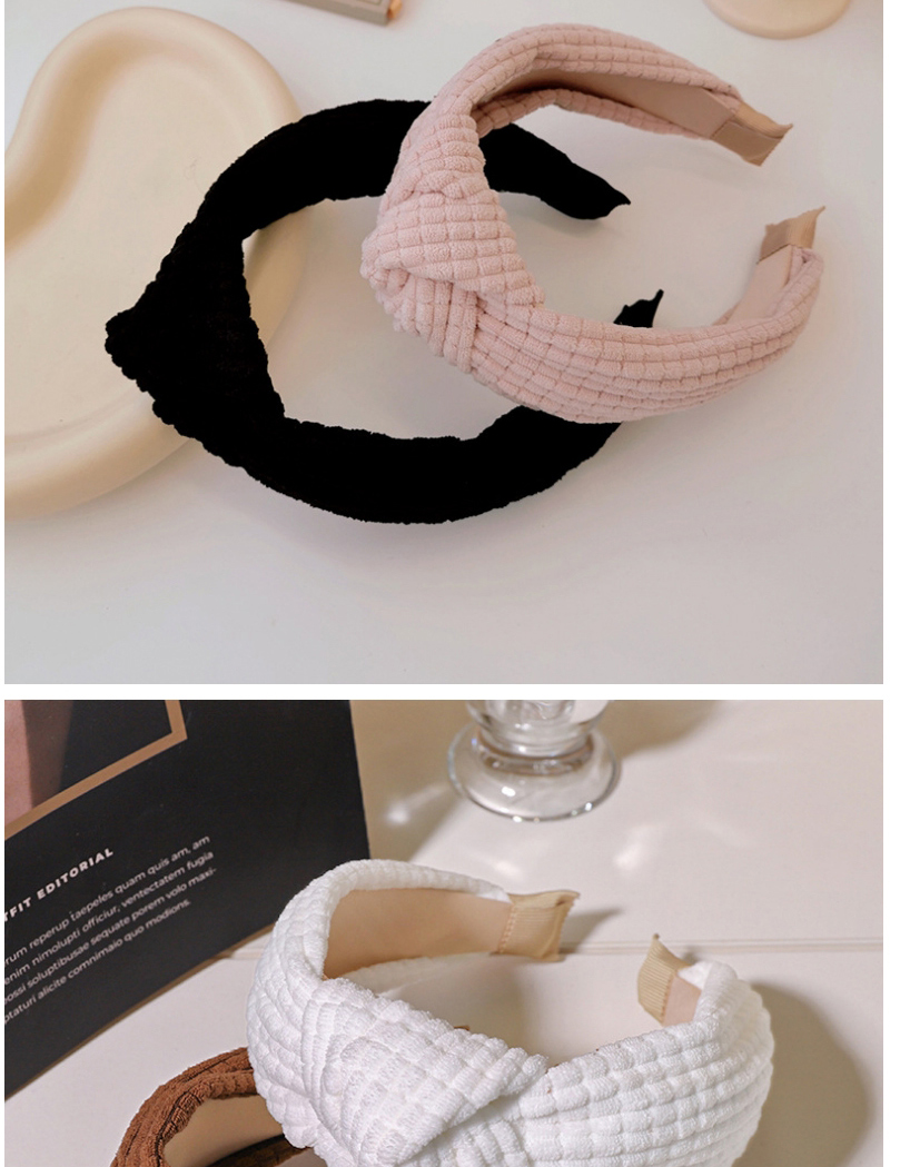 Fashion White Woolen Knotted Broadband Hair Band,Head Band