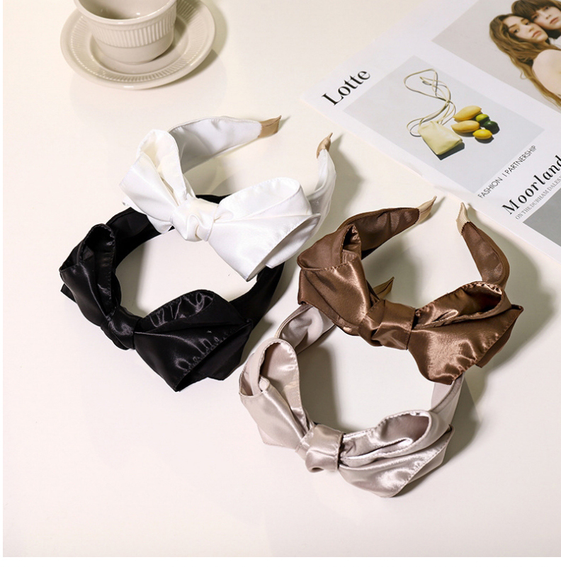 Fashion White Satin Fabric Bow Headband,Head Band