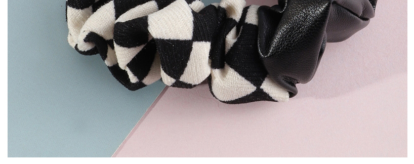 Fashion Khaki Leather Plaid Stitching Pleated Hair Tie,Hair Ring
