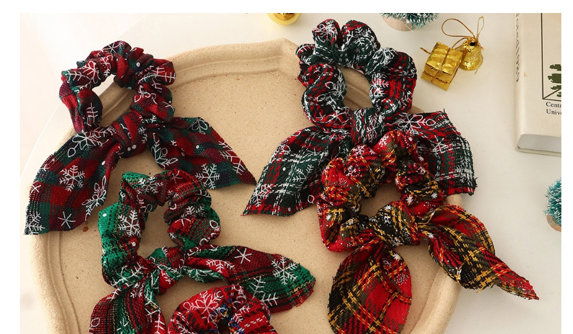 Fashion Red Yellow Christmas Bunny Ears Folded Hair Tie,Hair Ring
