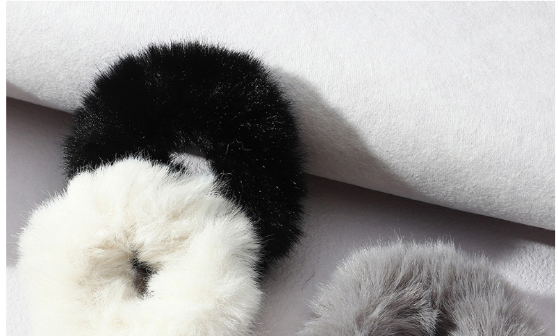 Fashion Black And White Gray Faux Rabbit Hair Ring Suit,Hair Ring