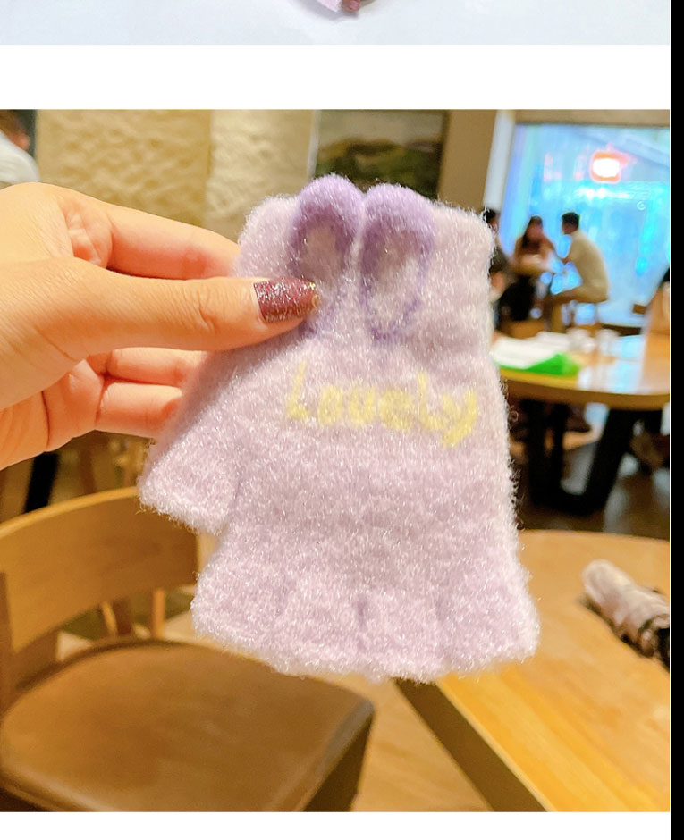 Fashion Gray Rabbit Ear Gloves Recommended For 0-6 Years Old Children