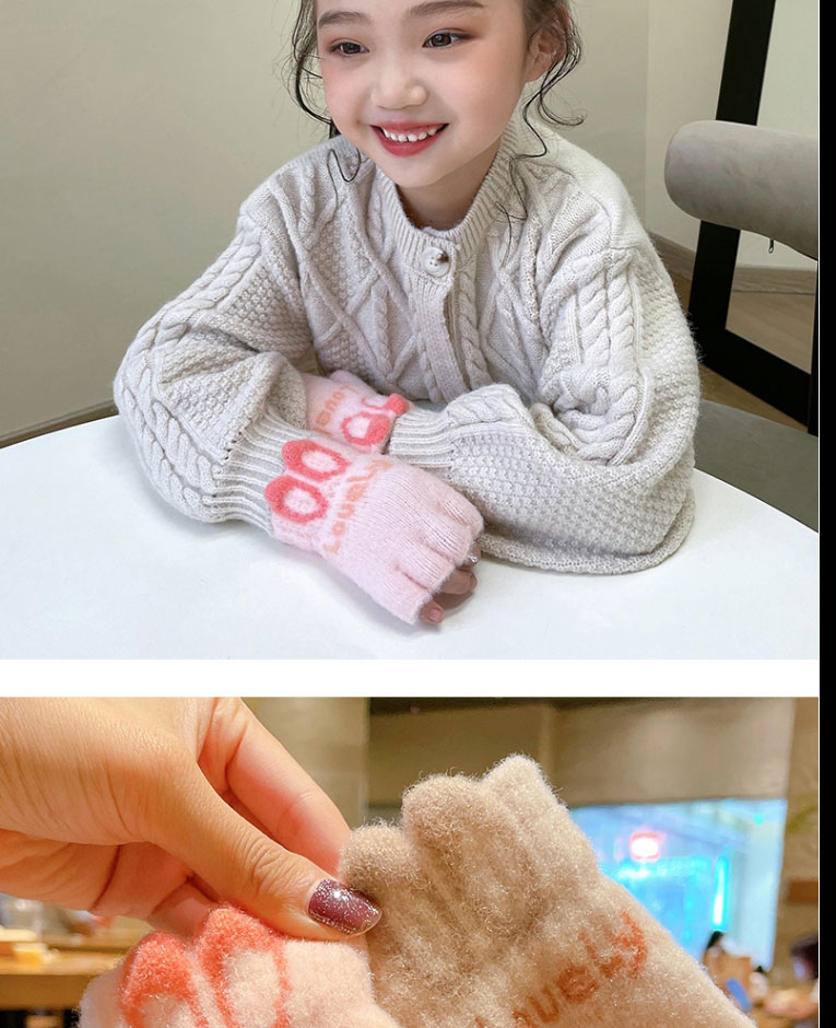 Fashion Rose Red Rabbit Ear Gloves Recommended For 0-6 Years Old Children